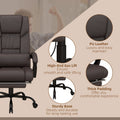 High Back Vibration Massage Office Chair With 6 Points, Hight Adjustable Computer Desk Chair, Reclining Office Chair With Retractable Footrest And Remote, Brown Brown Faux Leather