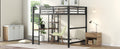 Full Size Metal Loft Bed With Built In Desk And Storage Shelves, Black Black Metal & Wood