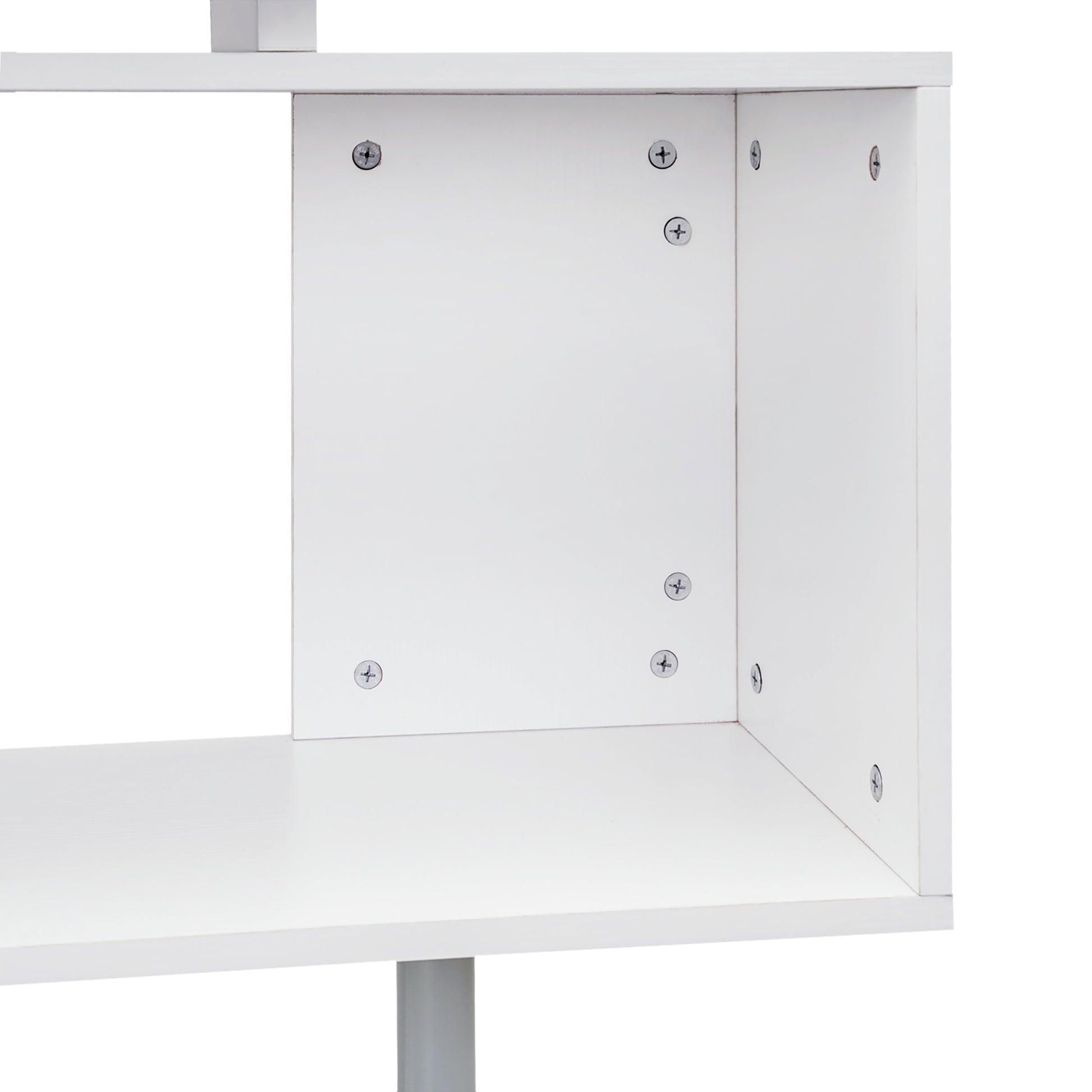 55" 360 Rotating Corner Computer Desk Modern L Shaped Home Office Workstation With 3 Tier Storage Shelves, Bookshelf, White White Engineered Wood