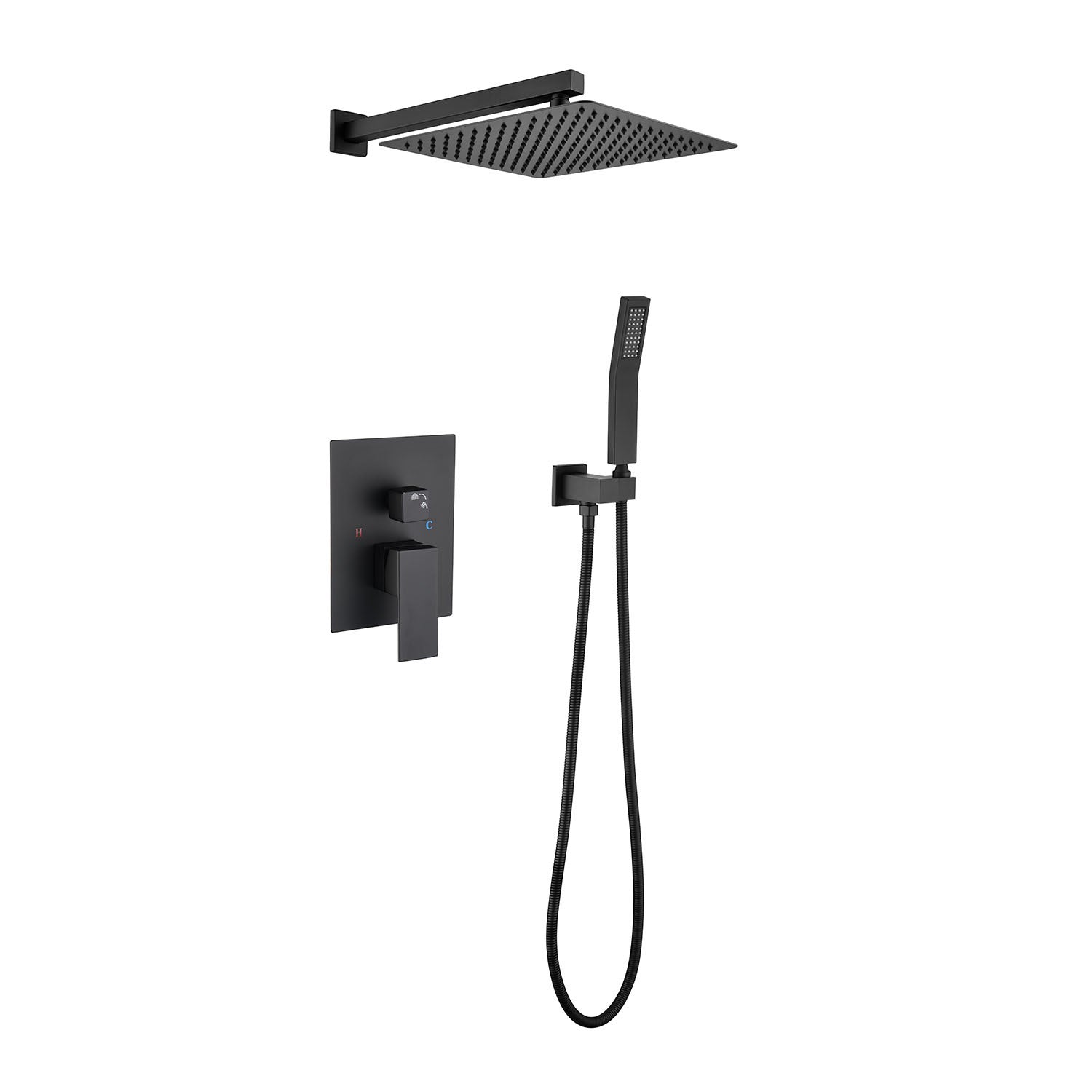 12" Rain Shower Head Systems Wall Mounted Shower One Matte Black Wall Mounted Bathroom Brass