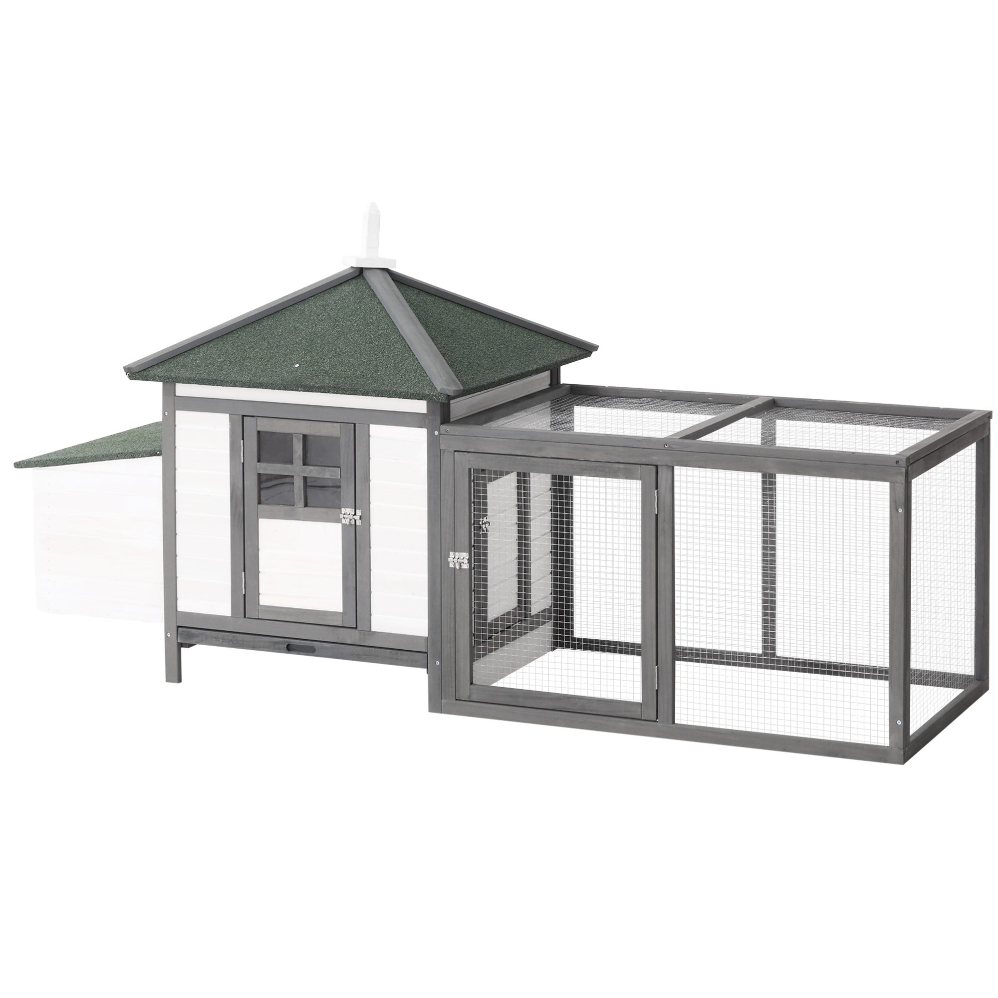 77" Wooden Chicken Coop With Nesting Box, Cute Outdoor Hen House With Removable Tray, Ramp Run, For Garden Backyard, Gray Gray Wood