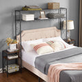 Queen Bed Frame With 2 Nightstands Headboards With Storage Cabinet, Headboard With Shelves, Bookcase Headboard Queen Easy Assembly For Bedroom Iron And Wood Rustic Brown Antique Brown Metal & Wood Metal & Wood