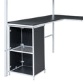 Metal Loft Bed With Bookcase, Desk And Cabinet, Full, White Black White Metal