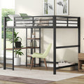 Full Size Metal Loft Bed With Built In Desk And Storage Shelves, Black Black Metal & Wood