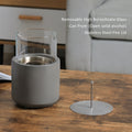 Tabletop Fireplace, Mini Concrete Ethanol Fire Bowl With Lid, Burns Up With Liquid Alcohol And Solid Tablet Alcohol, Light Grey Light Grey Stainless Steel
