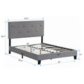 Queen Size Upholstered Platform Bed Frame With Button Tufted Linen Fabric Headboard, No Box Spring Needed, Wood Slat Support, Easy Assembly, Gray Gray Linen