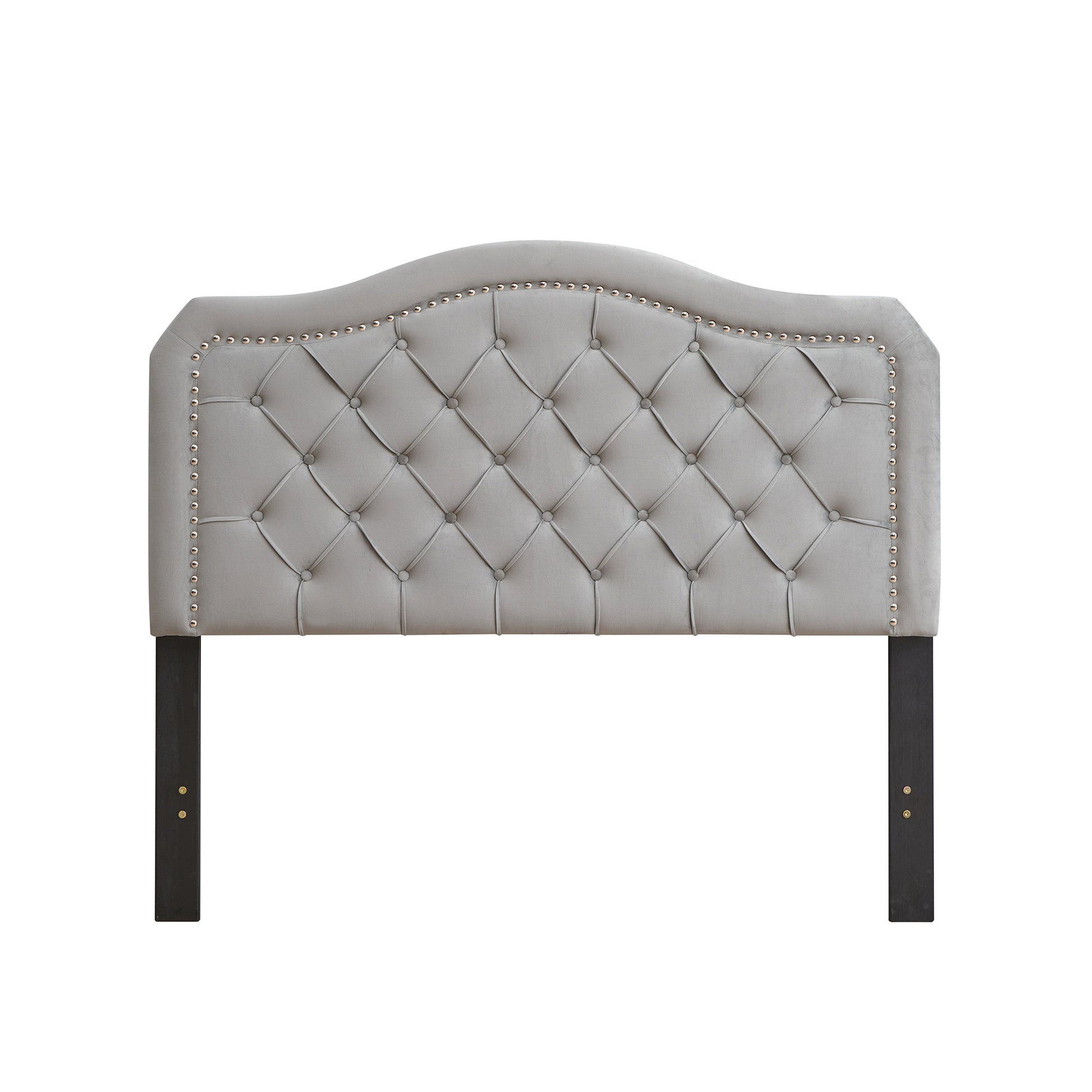 Upholstered Bed Button Tufted With Curve Design Strong Wood Slat Support Easy Assembly Gray Velvet Platform Bed Queen Gray Velvet