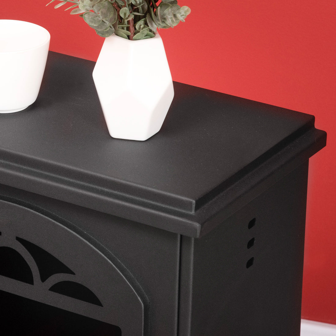 Ethanol Fireplace, 9.75" Freestanding Stove Heater 0.32 Gal Max 470 Sq. Ft., Burns Up To 3 Hours, Black Black Metal