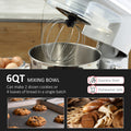 Stand Mixer With 6 1P Speed, 600W Tilt Head Kitchen Electric Mixer With 6 Qt Stainless Steel Mixing Bowl, Beater, Dough Hook And Splash Guard For Baking Bread, Cakes, And Cookies, Silver Silver Abs