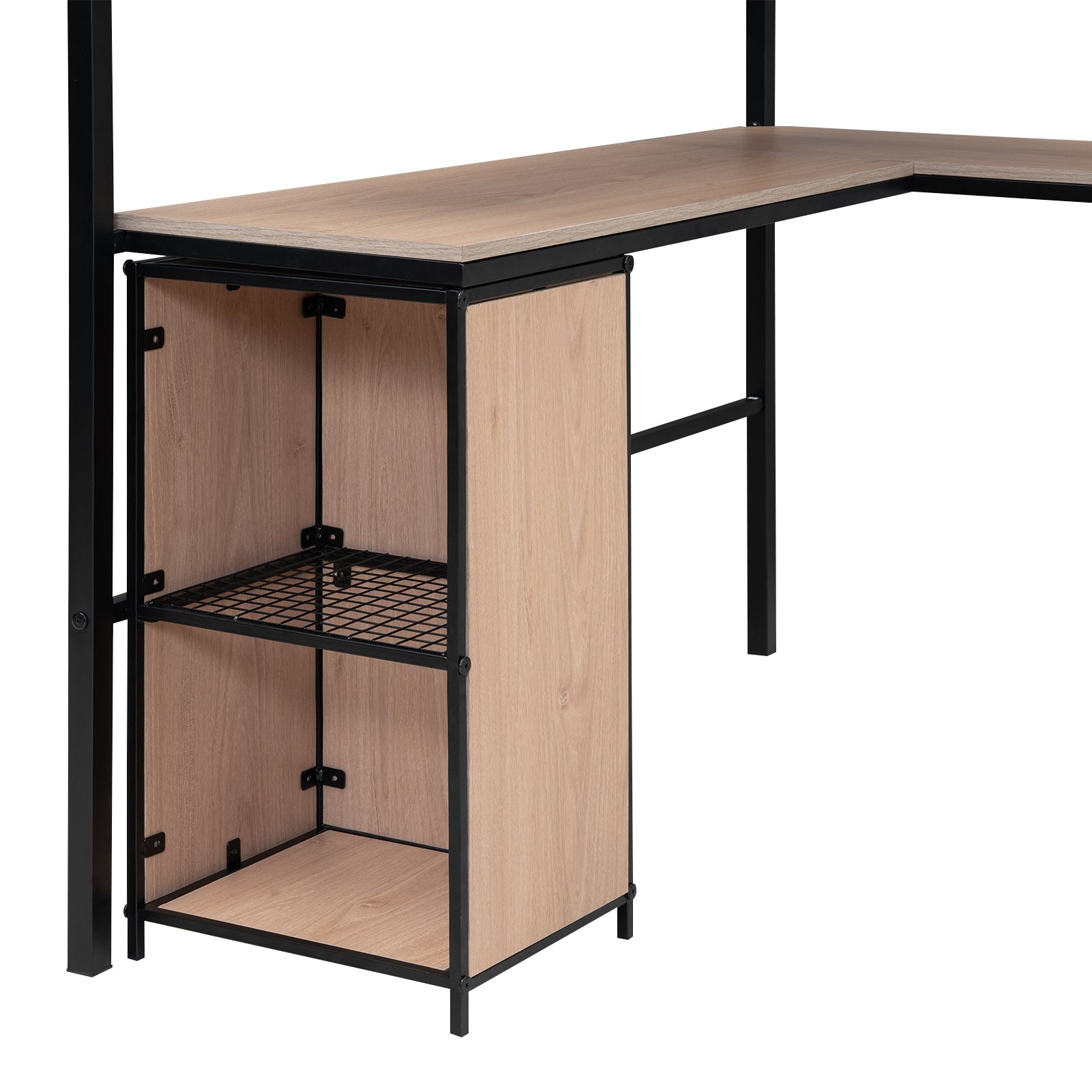Metal Loft Bed With Bookcase, Desk And Cabinet, Full, Black Black Metal