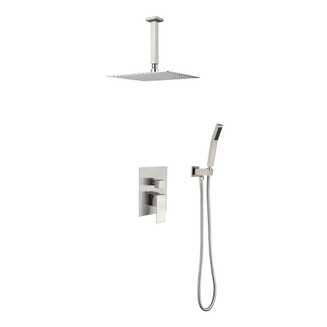 16" Shower Head System Ceiling Mounted Shower One Brushed Nickel Wall Mounted Bathroom Brass