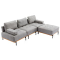 100.7'' L Shape Sectional Sofa 3 Seater Couches With A Removable Ottoman, Comfortable Fabric For Living Room, Apartment, Grey Grey Foam Palomino Fabric 4 Seat