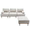 100.7'' L Shape Sectional Sofa 3 Seater Couches With A Removable Ottoman, Comfortable Fabric For Living Room, Apartment, Beige Beige Foam Palomino Fabric 4 Seat