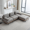 100.7'' L Shape Sectional Sofa 3 Seater Couches With A Removable Ottoman, Comfortable Fabric For Living Room, Apartment, Grey Grey Foam Palomino Fabric 4 Seat