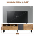 Modern Tv Stand For 80'' Tv With Double Storage Space, Media Console Table, Entertainment Center With Drop Down Door For Living Room, Bedroom, Home Theatre Wood Primary Living Space 70 79 Inches 70 79 Inches 75 Inches Mdf Metal