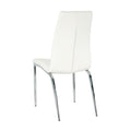 Modern Dining Chairs With Faux Leather Padded Seat Dining Living Room Chairs Upholstered Chair With Chrome Metal Legs Design For Kitchen, Living, Bedroom, Dining Room Side Chairs Set Of 4 White Metal