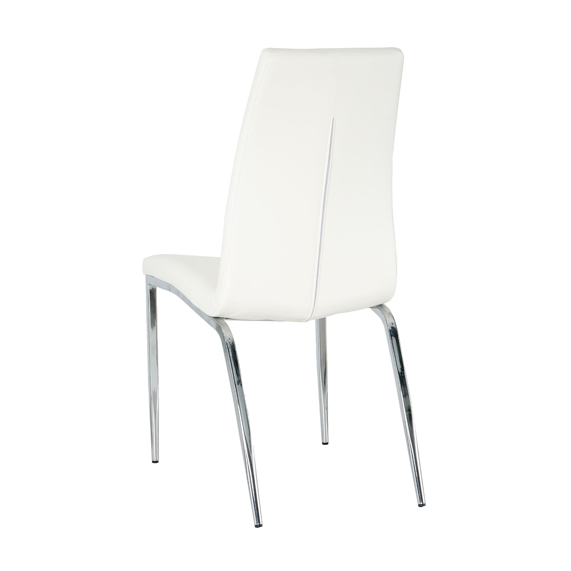 Modern Dining Chairs With Faux Leather Padded Seat Dining Living Room Chairs Upholstered Chair With Chrome Metal Legs Design For Kitchen, Living, Bedroom, Dining Room Side Chairs Set Of 4 White Metal