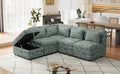 Free Combined Sectional Sofa 5 Seater Modular Couches With Storage Ottoman, 5 Pillows For Living Room, Bedroom, Office, Blue Green Blue Green Foam Chenille