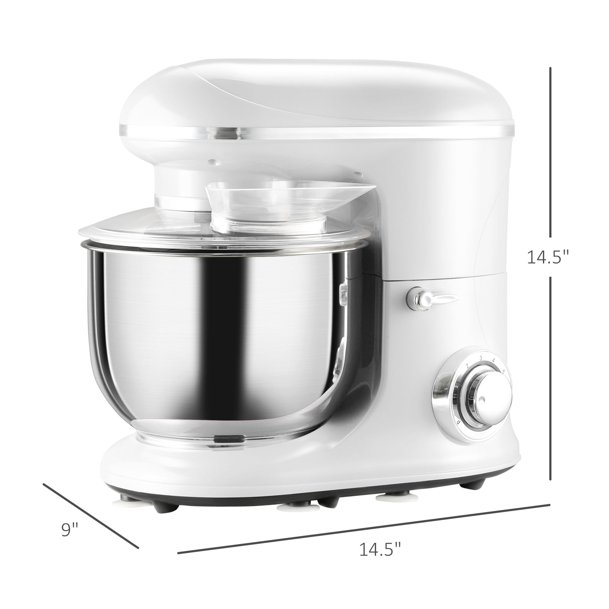 Stand Mixer With 6 1P Speed, 600W Tilt Head Kitchen Electric Mixer With 6 Qt Stainless Steel Mixing Bowl, Beater, Dough Hook And Splash Guard For Baking Bread, Cakes, And Cookies, Silver Silver Abs