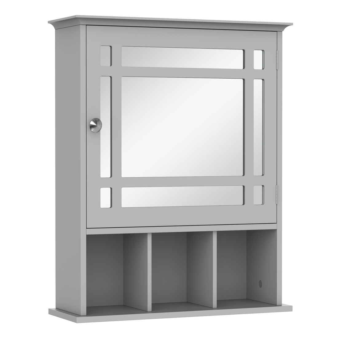 Kleankin Bathroom Medicine Cabinet With Mirror, Wall Mounted Mirror Cabinet With Door And Storage Shelves, Gray Grey Mdf