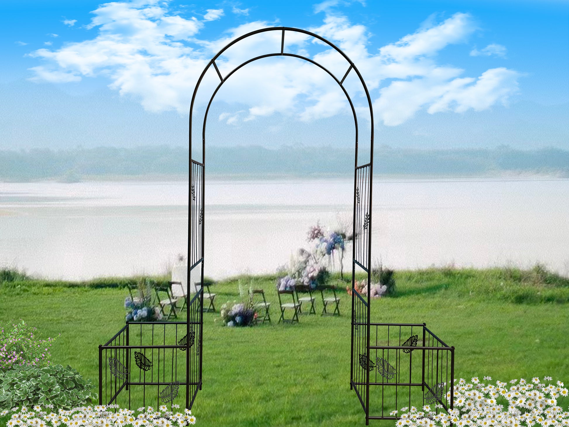 Metal Garden Arch Garden Arbor Trellis Climbing Plants Support Arch Outdoor Arch Wedding Arch Party Events Archway Black Black Iron