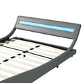 Faux Leather Upholstered Platform Bed Frame With Led Lightingcurve Design, Wood Slat Support, No Box Spring Needed, Easy Assemble, Queen Size, Gray Gray Mdf