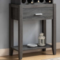 Wine Bar Cabinet, Kitchen Storage Cabinet With Drawer And Open Shelves, Distressed Grey Grey Particle Board