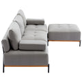 100.7'' L Shape Sectional Sofa 3 Seater Couches With A Removable Ottoman, Comfortable Fabric For Living Room, Apartment, Grey Grey Foam Palomino Fabric 4 Seat