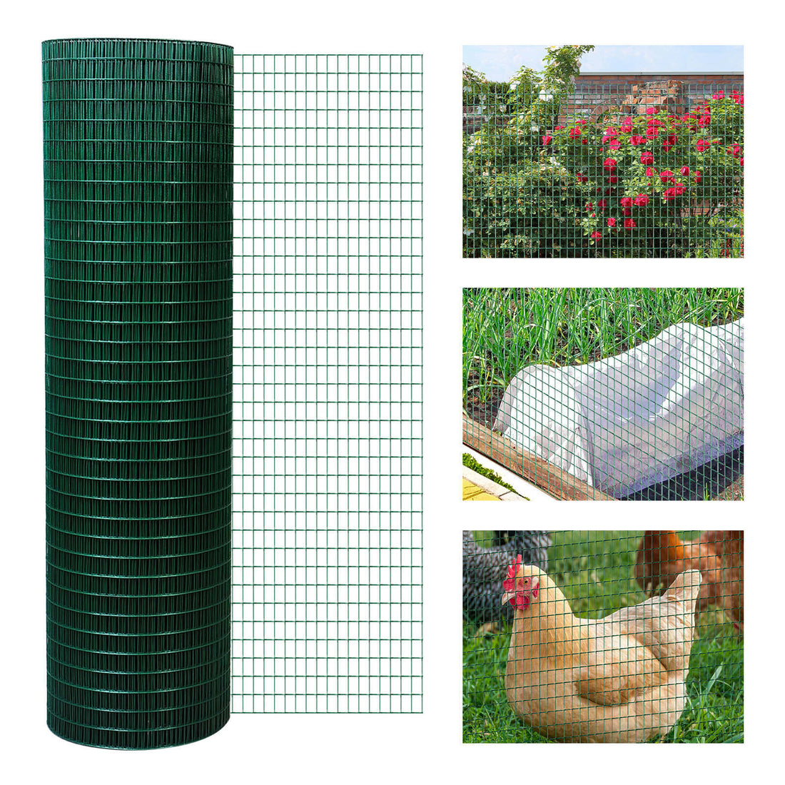 Pawhut 98' L X 35.5" H Hardware Cloth, 1 2 X 1 Inch Wire Mesh Fence Netting Roll For Aviary, Chicken Coop, Rabbit Hutch, Animal, Garden Protection Green Steel