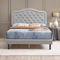 Upholstered Bed Button Tufted With Curve Design Strong Wood Slat Support Easy Assembly Gray Velvet Platform Bed Queen Gray Velvet