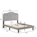 Upholstered Bed Button Tufted With Curve Design Strong Wood Slat Support Easy Assembly Gray Velvet Platform Bed Queen Gray Velvet