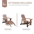 Wooden Adirondack Chair Outdoor Patio Lounge Chair W Ottoman Rustic Brown Natural Wood