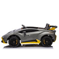 Lamborghini Huracan Sto 24V Kids Electric Ride On Drift Car: Speeds 1.86 5.59 Mph, Ages 3 8, Foam Front Wheels, 360 Spin, Led Lights, Dynamic Music, Early Learning, Usb Port, Drift Feature Gray Polypropylene