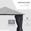 10' X 10' Patio Gazebo, Outdoor Gazebo Canopy Shelter With Netting & Curtains, Vented Roof, For Garden, Lawn, Backyard And Deck, Black Black Metal