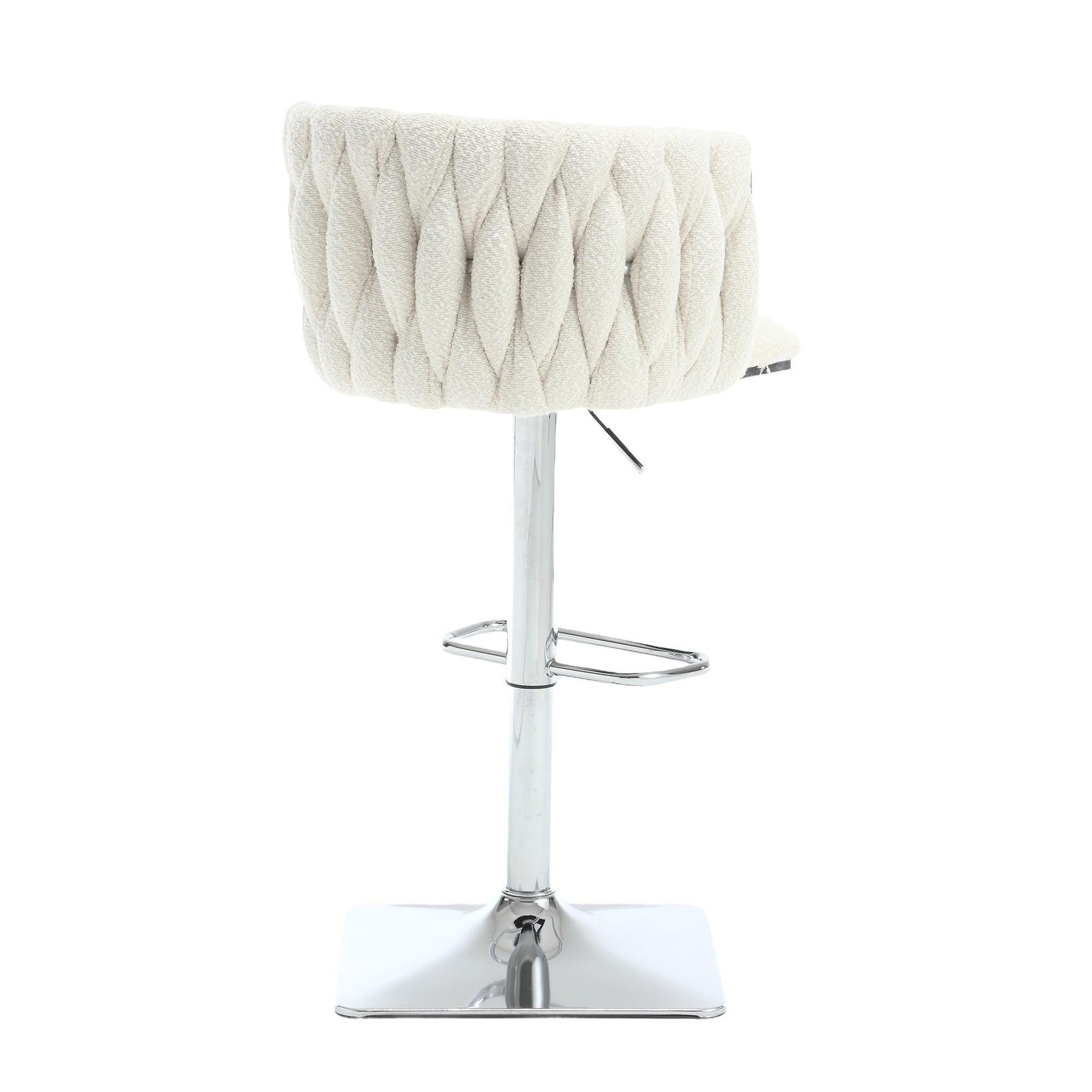 Coolmore Vintage Bar Stools With Back And Footrest Counter Height Dining Chairs 2Pc Set Ivory Boucle