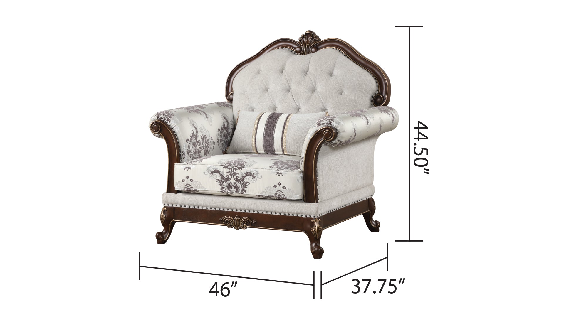 Gloria Traditional Style Button Tufted Chair White Primary Living Space Traditional Wood