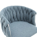 Coolmore Vintage Bar Stools With Back And Footrest Counter Height Dining Chairs 2Pc Set Light Blue Boucle