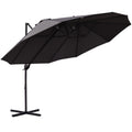 14Ft Patio Umbrella Double Sided Outdoor Market Extra Large Umbrella With Crank, Cross Base For Deck, Lawn, Backyard And Pool, Grey Gray Steel