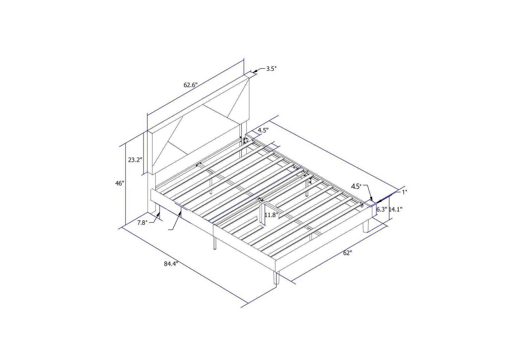 Queen Size Upholstered Platform Bed Frame With Headboard, Strong Wood Slat Support, Mattress Foundation, No Box Spring Needed, Easy Assembly, Gray Gray Fabric