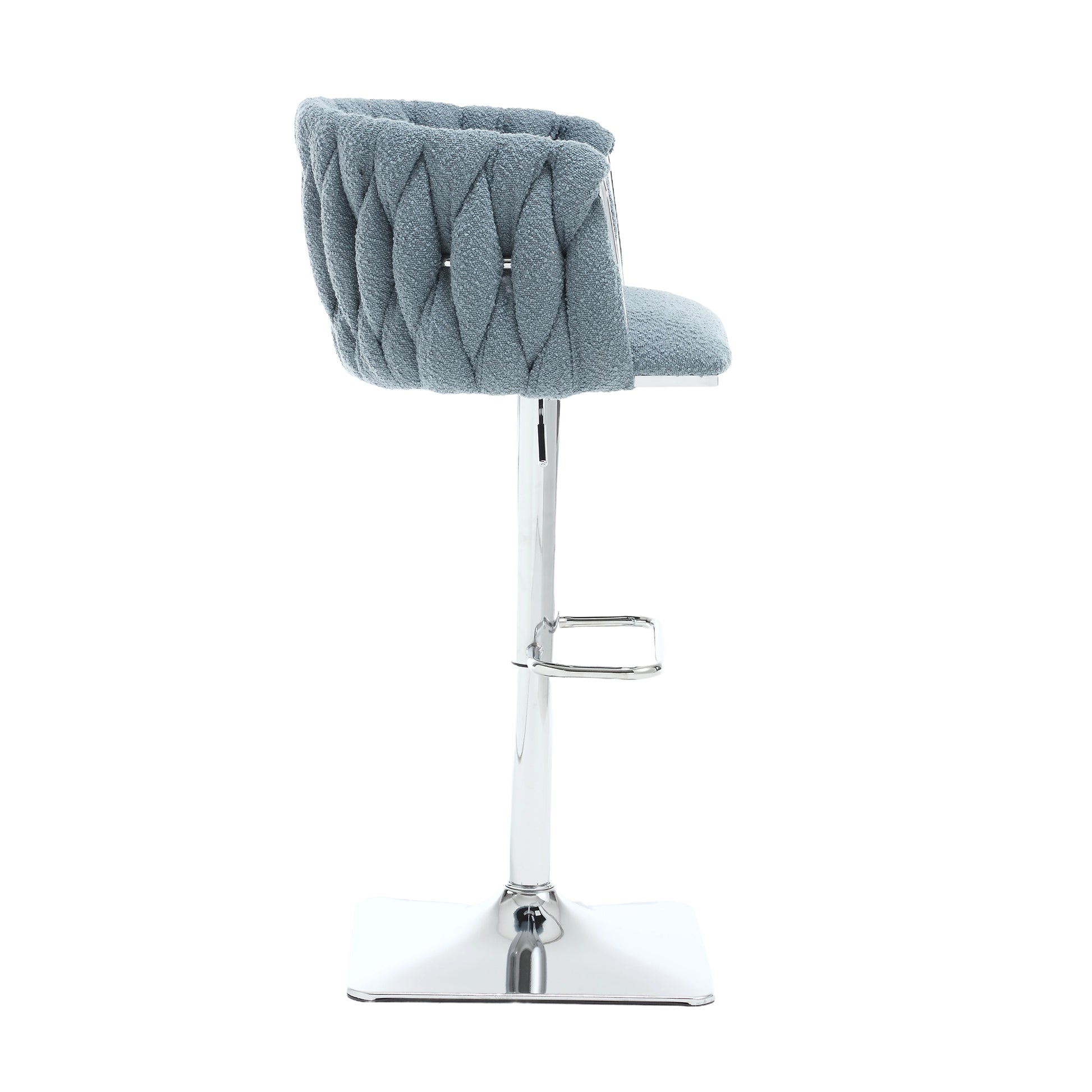 Coolmore Vintage Bar Stools With Back And Footrest Counter Height Dining Chairs 2Pc Set Light Blue Boucle