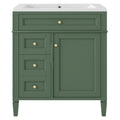 30'' Bathroom Vanity With Top Sink, Modern Bathroom Storage Cabinet With 2 Drawers And A Tip Out Drawer, Single Sink Bathroom Vanity Same As Sw000103Aaf Green Mdf