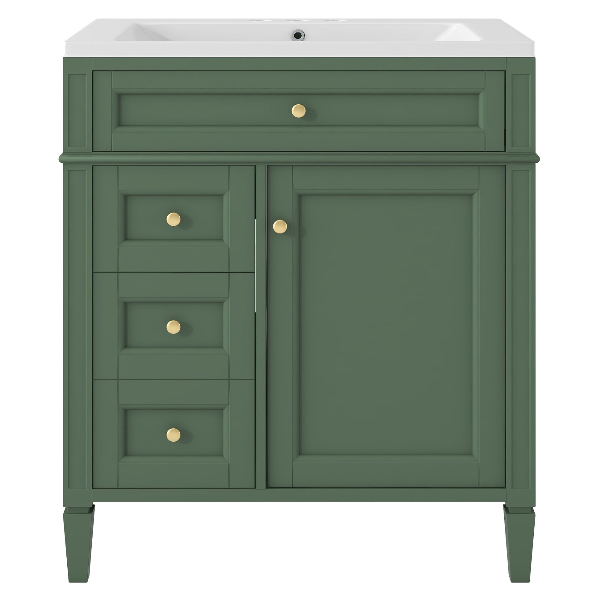30'' Bathroom Vanity With Top Sink, Modern Bathroom Storage Cabinet With 2 Drawers And A Tip Out Drawer, Single Sink Bathroom Vanity Same As Sw000103Aaf Green Mdf