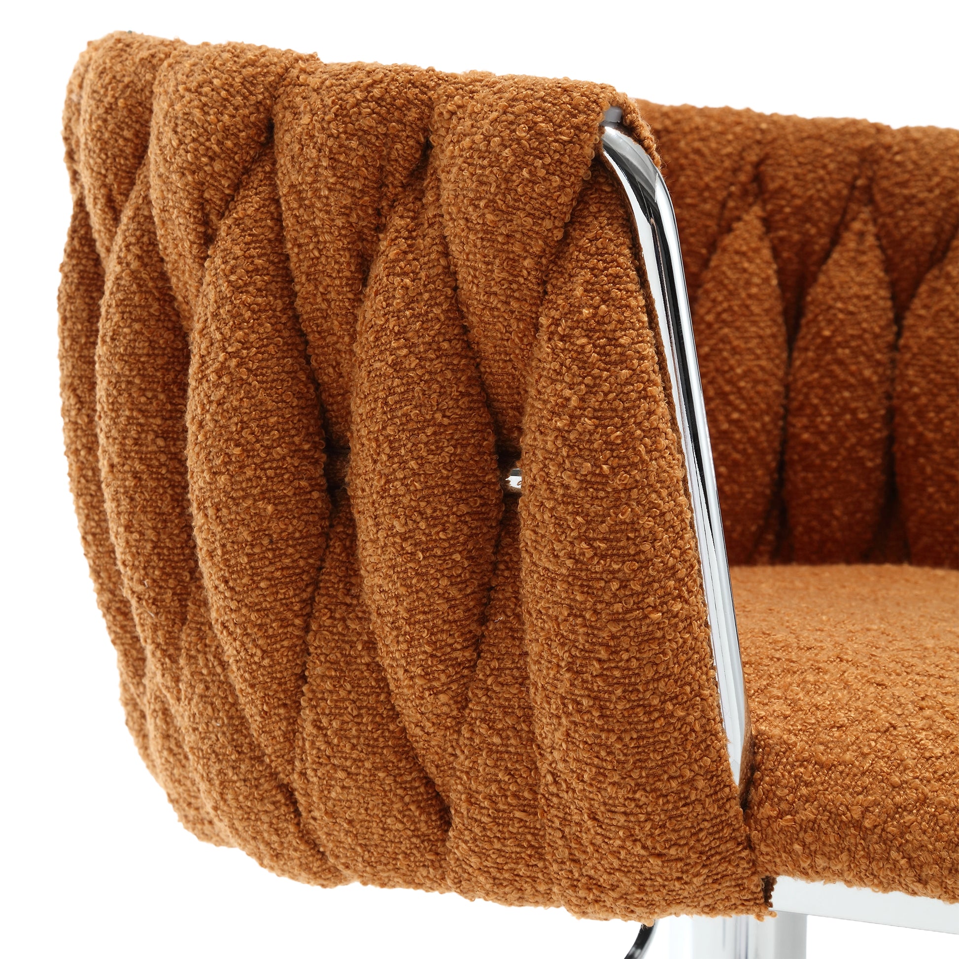 Coolmore Vintage Bar Stools With Back And Footrest Counter Height Dining Chairs 2Pc Set Orange Boucle
