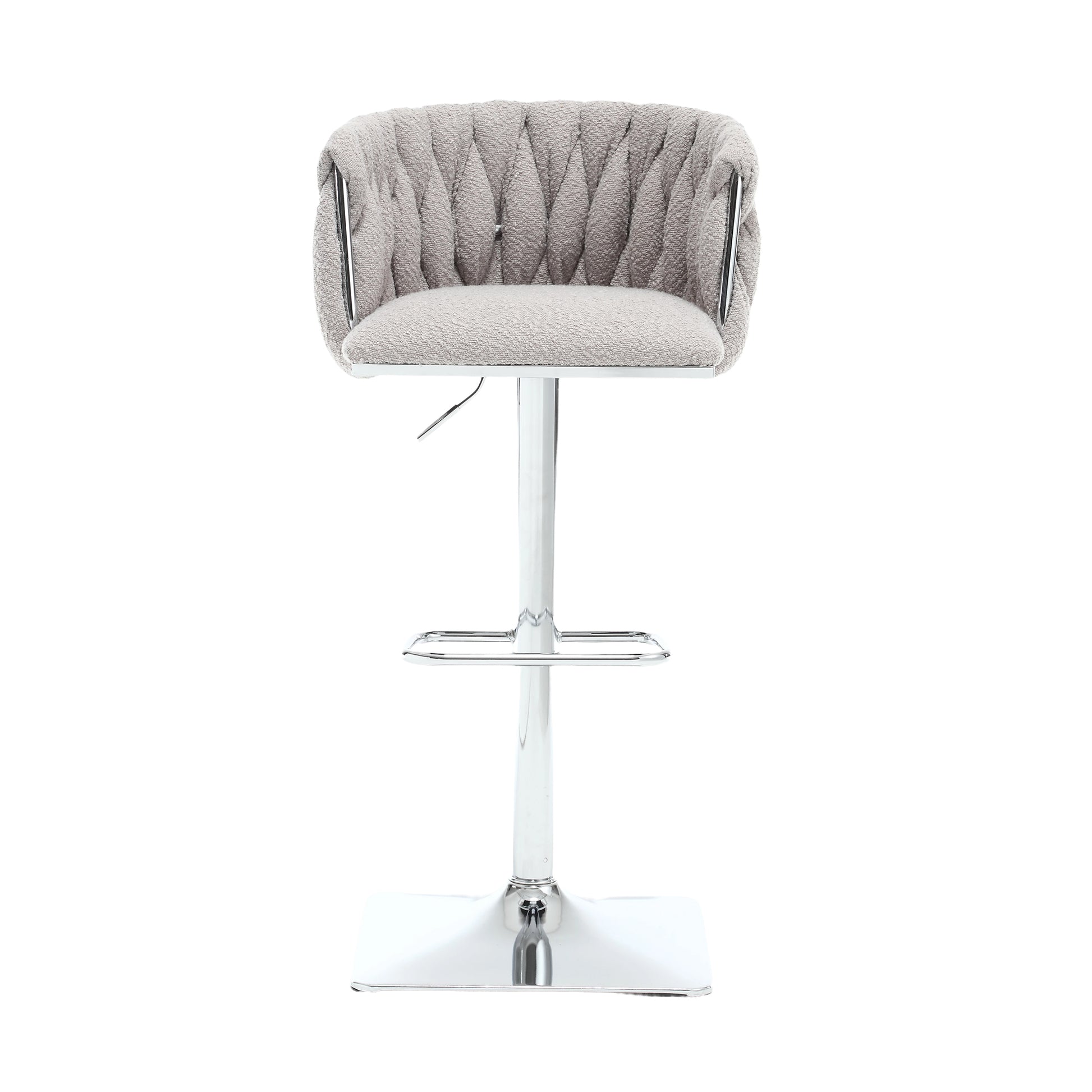 Coolmore Vintage Bar Stools With Back And Footrest Counter Height Dining Chairs 2Pc Set Gray Boucle