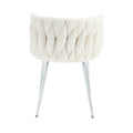 Coolmore Leisure Dining Chairs Accent Chair Velvet Accent Lounge Chair With Metal Feet 2Pc Set Ivory Boucle