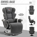 Manual Recliner, Swivel Lounge Armchair With Footrest And Two Cup Holders For Living Room, Black Black Linen