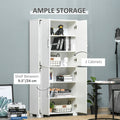 Industrial Kitchen Pantry Cabinet With 4 Door Cupboard And Storage Shelves, Freestanding Storage Cabinet, White White Engineered Wood