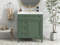 30'' Bathroom Vanity With Top Sink, Modern Bathroom Storage Cabinet With 2 Drawers And A Tip Out Drawer, Single Sink Bathroom Vanity Same As Sw000103Aaf Green Mdf