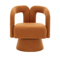 Coolmore 360 Degree Swivel Cuddle Barrel Accent Chairs, Round Armchairs With Wide Upholstered, Fluffy Fabric Chair For Living Room, Bedroom, Office, Waiting Rooms Orange Boucle Orange Foam Boucle