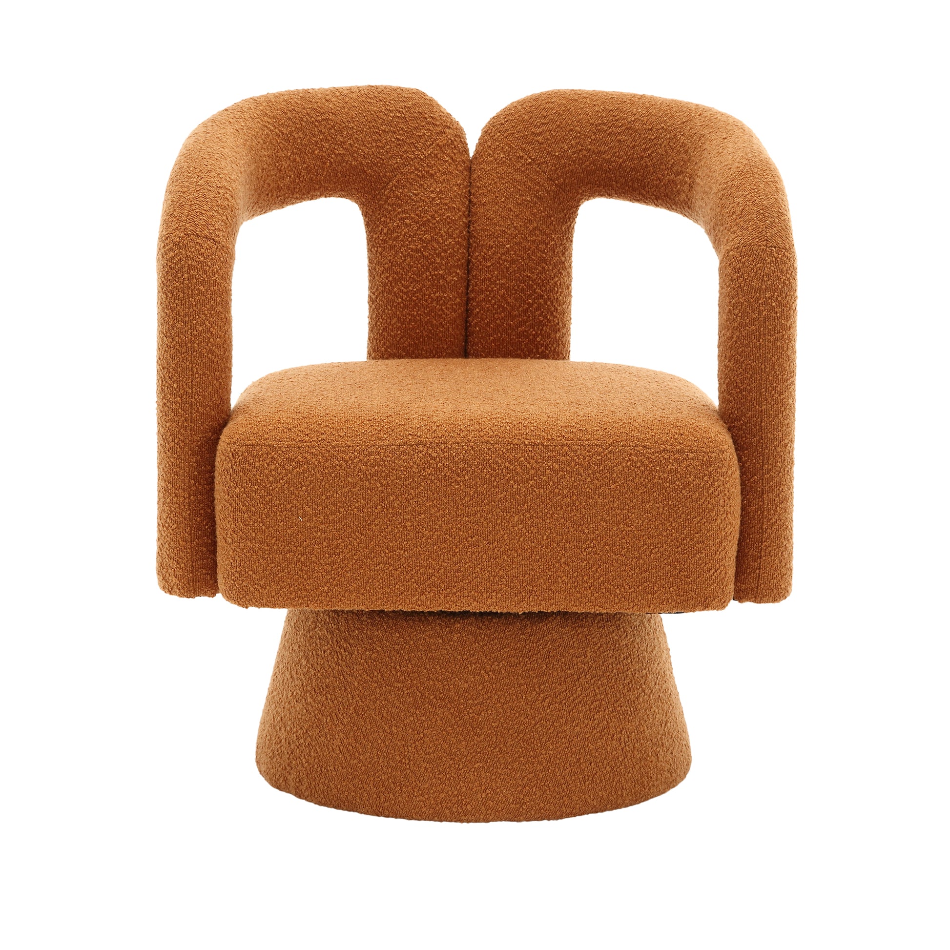 Coolmore 360 Degree Swivel Cuddle Barrel Accent Chairs, Round Armchairs With Wide Upholstered, Fluffy Fabric Chair For Living Room, Bedroom, Office, Waiting Rooms Orange Boucle Orange Foam Boucle